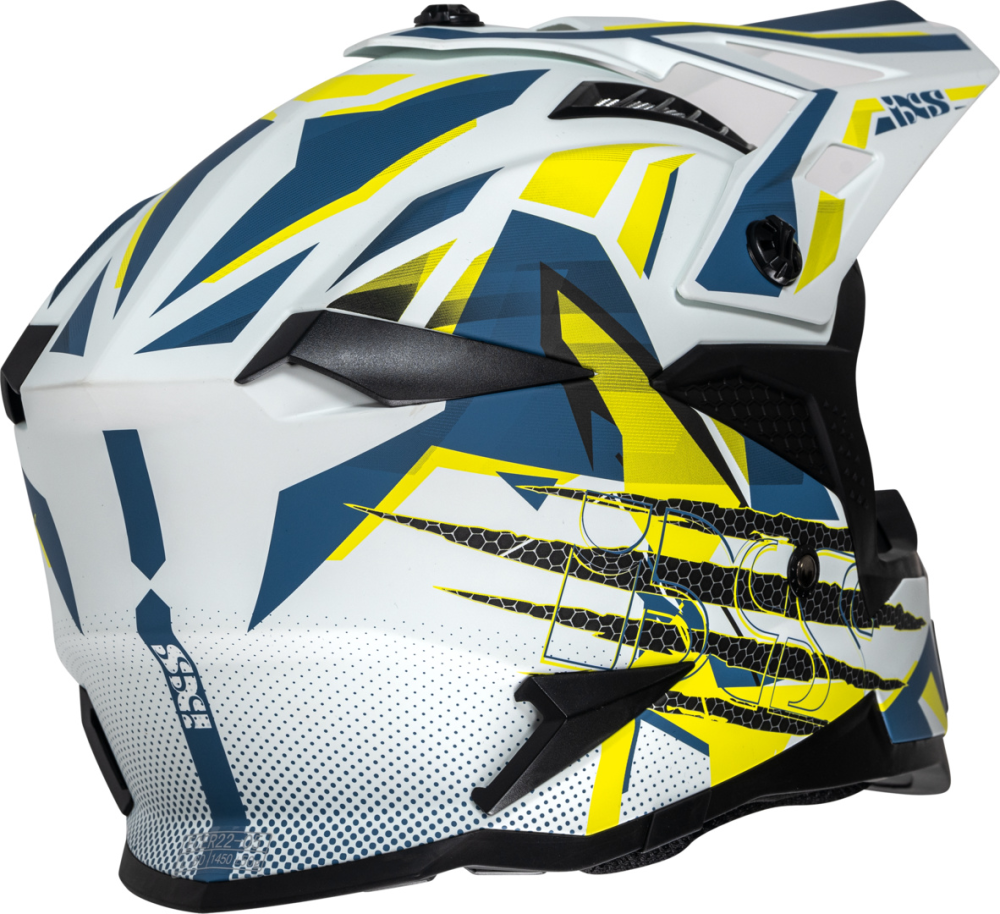 IXS Motocrosshelm iXS363 2.0 matt weiss-blau-gelb fluo M