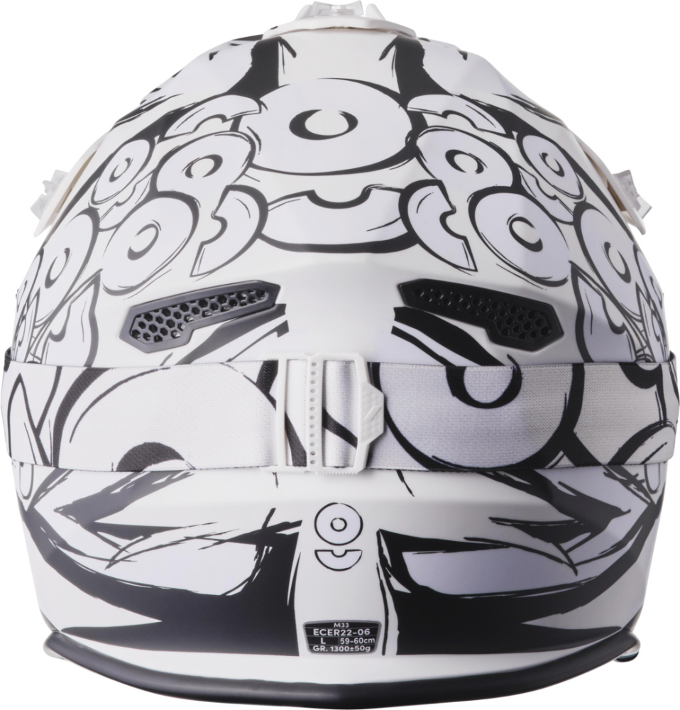 gms Motocrosshelm Fortis Graffi matt schwarz-weiss M